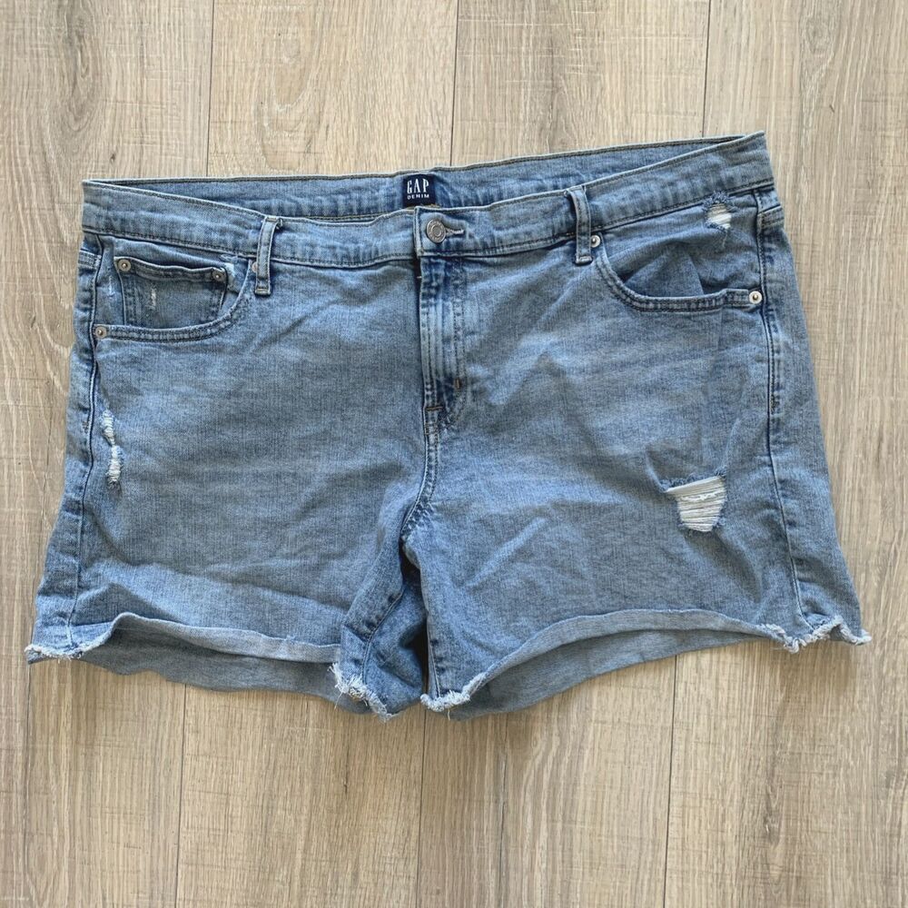 Gap Denim Jean Shorts Light Blue Cut-Off Distressed Womens Size 35 Regular